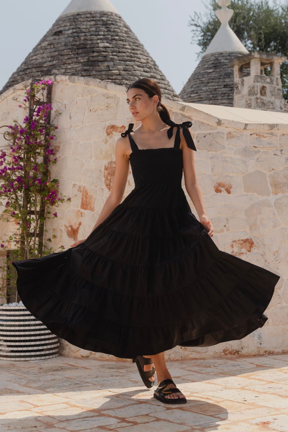AMONG THE BRAVE ISABELLA COTTON POPLIN STRAPPY TIERED MAXI DRESS – Boutique  on Main Street