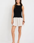 RE:UNION LAUREL SLEEVELESS SHIRRED BODICE MINI DRESS