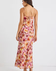 GEORGIA MAE LAVISH MULTI FLORAL TIE BACK BIAS SLIP DRESS