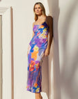 GEORGIE MAE LAVISH FLORAL TIE BACK BIAS SLIP DRESS