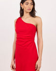 GEORGIA ZOE LEISURE ONE SHOULDER RUCHED MINI DRESS