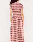 MINK PINK ANOUK SHORT SLEEVE SHIRRED CHECK MINI DRESS