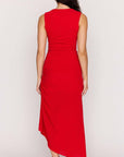 MINK PINK RUCHED ROSA STRETCH MIDI DRESS