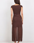 GEORGIA ZOE MONARCH MESH OFF SHOULDER MAXI DRESS