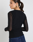 AMONG THE BRAVE NETWORK MESH KEYHOLE LS TOP