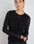 AMONG THE BRAVE NETWORK MESH KEYHOLE LS TOP