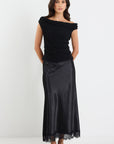 GEORGIA ZOE MARGARITA SATIN LACE TRIM BIAS MAXI SKIRT