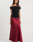 BY ROSA. PRESERVE SATIN FLOATY BIAS MIDI SKIRT