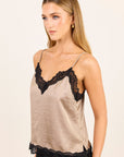 STORIES BE TOLD NOCTURNE SATIN LACE TRIM CAMI