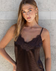GEORGIA ZOE NOIR SATIN LACE TRIM CAMI