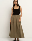 RE:UNION OBSIDIAN SQAURE NECK CONTRAST MIDI DRESS