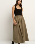 RE:UNION OBSIDIAN SQAURE NECK CONTRAST MIDI DRESS