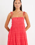 IVY + JACK OFFSHORE POPPY COTTTON SHIRRED STRAPPY MAXI DRESS