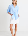 RE:UNION OPTIMUM SKY BLUE STRIPE LINEN OVERSIZED SHIRT