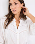 IVY + JACK ORNAMENTAL WHITE LACE INSERT PINTUCK SS SHIRT