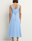 AMONG THE BRAVE PANAMA LINEN SLEEVELESS SBUTTON FRONT MIDI DRESS