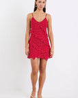 GEORGIA ZOE PASSION POLKA DOT RUFFLE MINI SLIP DRESS