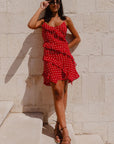 GEORGIA ZOE PASSION POLKA DOT RUFFLE MINI SLIP DRESS