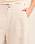 RE:UNION CURATOR LINEN PLEAT FRONT WIDE LEG PANTS