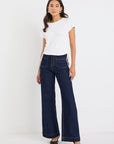 ATB ZOEY INDIGO PETITE HIG RISE WIDE LEG POCKET JEAN