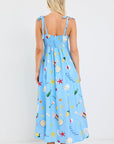 AMONG THE BRAVE PORTRAIT HOLIDAY TIE STRAP RELAXED MAXI DRESS