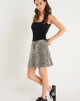 AMONG THE BRAVE SUNNY LEOPARD MINI DENIM SKIRT