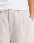 STORIES BE TOLD LITERAL NATURAL LINEN PLEAT FRONT SHORTS
