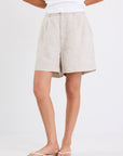 STORIES BE TOLD LITERAL NATURAL LINEN PLEAT FRONT SHORTS