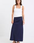 RE:UNION BLISS LINEN BIAS MIDI SKIRT