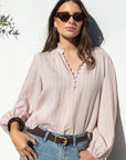 IVY + JACK PREMISE STRIPE HIGH NECK LS TOP