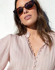 IVY + JACK PREMISE STRIPE HIGH NECK LS TOP