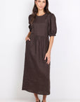 RE:UNION RELATIVE LINEN PUFF SLEEVE MAXI DRESS
