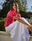 AMONG THE BRAVE REQUITE DITSY GINGHAM SHIRRED BODY TOP