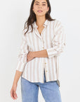 BY ROSA REVEAL STRIPE TIE BACK SHIRT