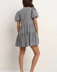 IVY + JACK ROAM GINHAM PUFF SLEEVE TIE FRONT MINI DRESS
