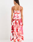 AMONG THE BRAVE ROYALTY WHITE POPPY FLORAL PLEATED MAXI DRESS
