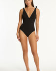 SEA LEVEL BABYLON BOW TIE LONGLINE SCOOP BACK ONE PIECE