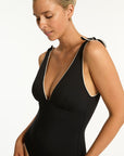 SEA LEVEL BABYLON BOW TIE LONGLINE SCOOP BACK ONE PIECE