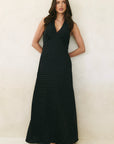 STORIES BE TOLD ASTON DITSY DOT SATIN BIAS FLARED MAXI DRESS