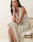STORIES BE TOLD ASTON DITSY POLA SATIN BIAS FLARED MAXI DRESS