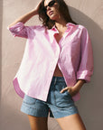 STORIES BE TOLD YOU GO THIS PINK STRIPE OVERSIZED BOYFRIEND SHIRT