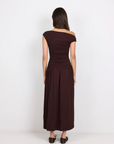GEORGIA ZOE VANGUARD OFF THE SHOULDER RUCHED MAXI DRESS