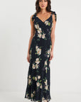 BY ROSA SERENADE FLORRAL TIE STRAPS SLIP MAXI DRESS