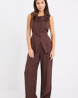 RE:UNION SHELTER LINEN VISCOSE FLAT FRONT WIDE PANTS
