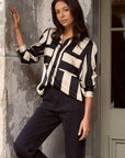 AMONG THE BRAVE SOLIDIFY STRIPE LS BLOUSE