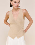 STAPLE THE LABEL MARINE KNIT WRAP TOP