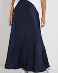 BY ROSA PRESERVE FLOATY SATIN BIAS MAXI SKIRT