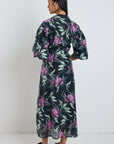 IVY + JACK STUDIO FLORAL BALLOON MIDI SHIRT DRESS