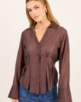 STORIES BE TOLD SUNDIAL SEMI SHEER CORSET DETAIL WAIST SHIRT