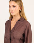 STORIES BE TOLD SUNDIAL SEMI SHEER CORSET DETAIL WAIST SHIRT
